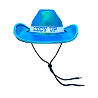"Giddy Up" Light-Up Cowboy Hat- Iridescent Turquoise