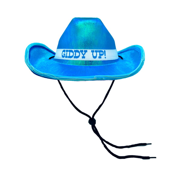 "Giddy Up" Light-Up Cowboy Hat- Iridescent Turquoise