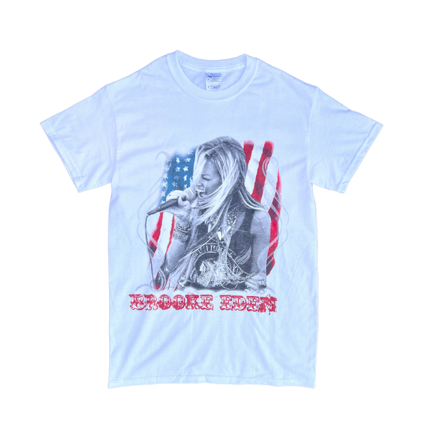 Brooke Eden Face T-Shirt American Flag White