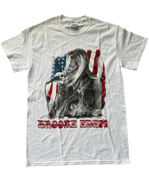 Brooke Eden Face T-Shirt American Flag White