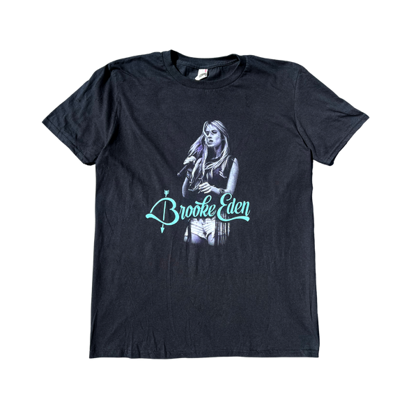 Brooke Eden Face Tee-- Black and Turquoise